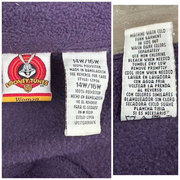 Looney Tunes 2001 Tweety Bird Fleece Shacket in Purple Women's Size 14W/16W - Picture 3 of 8